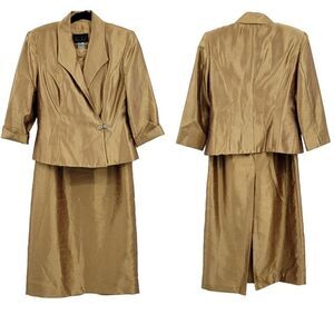 Vintage 80's Formal‎ Maxi Skirt Set 8P Gold Metallic Modest Mother of the Bride